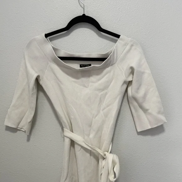 Massimo Dutti White Knit Mini Dress Size Small - Picture 2 of 5